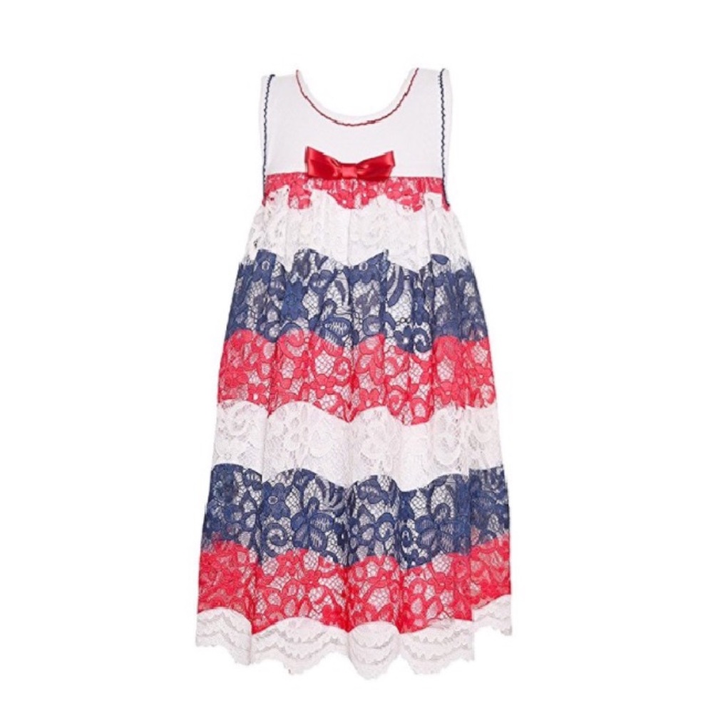 Girls July Fourth Party Lace Dress Size 2T - 16